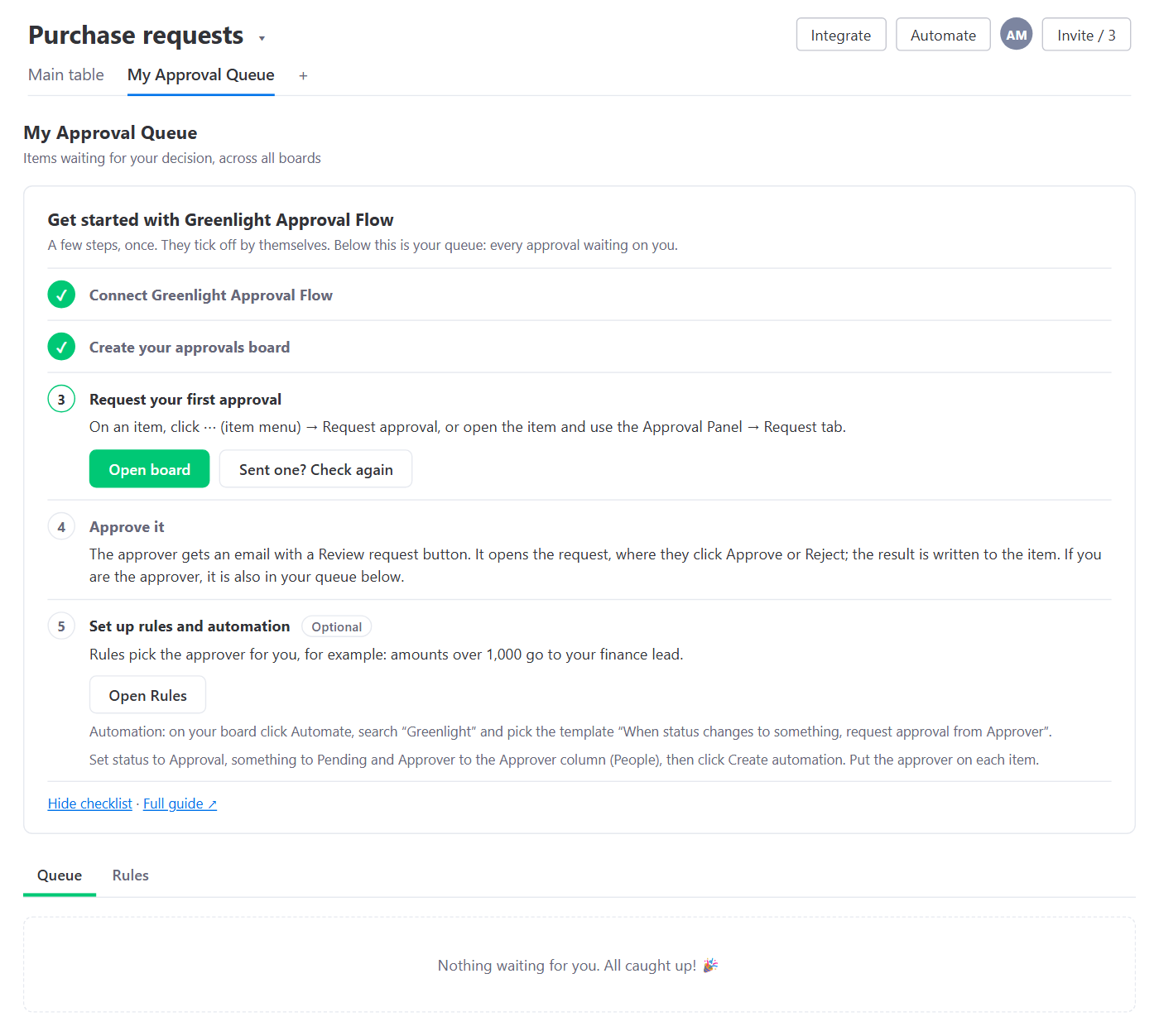 Get started with Greenlight Approval Flow checklist in the My Approval Queue view